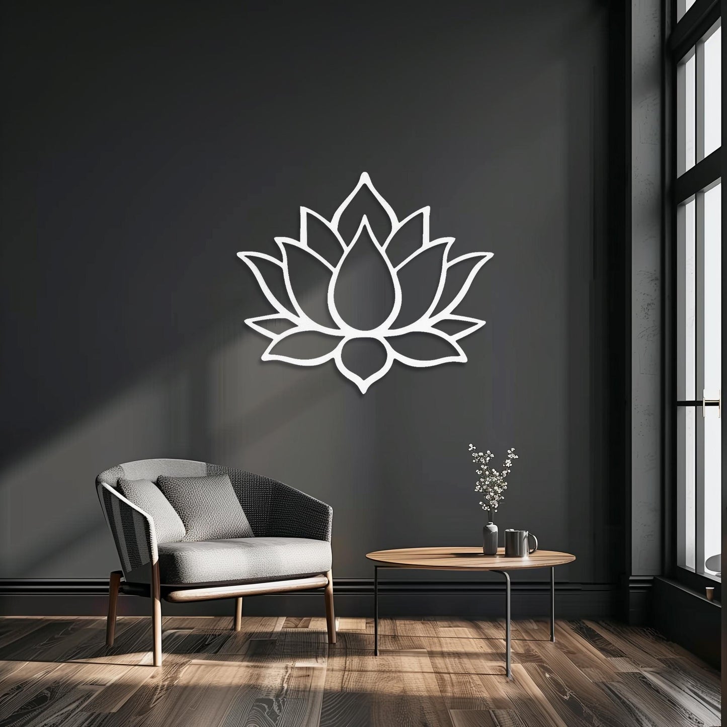 Lotus Flower Steel Sign • Yoga Metal Wall Art • Religious Zen Wall Decor • Decorative Geometry Wall Panel • Gym & Yoga Lovers Gift Ideas