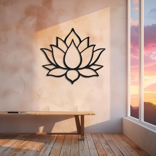 Lotus Flower Steel Sign • Yoga Metal Wall Art • Religious Zen Wall Decor • Decorative Geometry Wall Panel • Gym & Yoga Lovers Gift Ideas