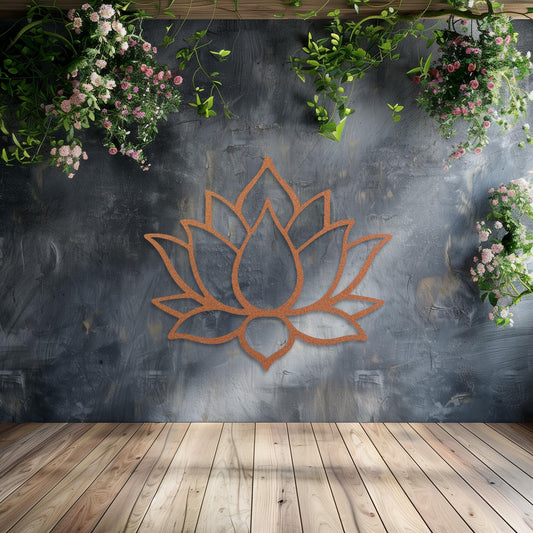 Lotus Flower Steel Sign  Yoga Metal Wall Art  Religious Zen Wall Decor  Decorative Geometry Wall Panel  Gym & Yoga Lovers Gift Ideas