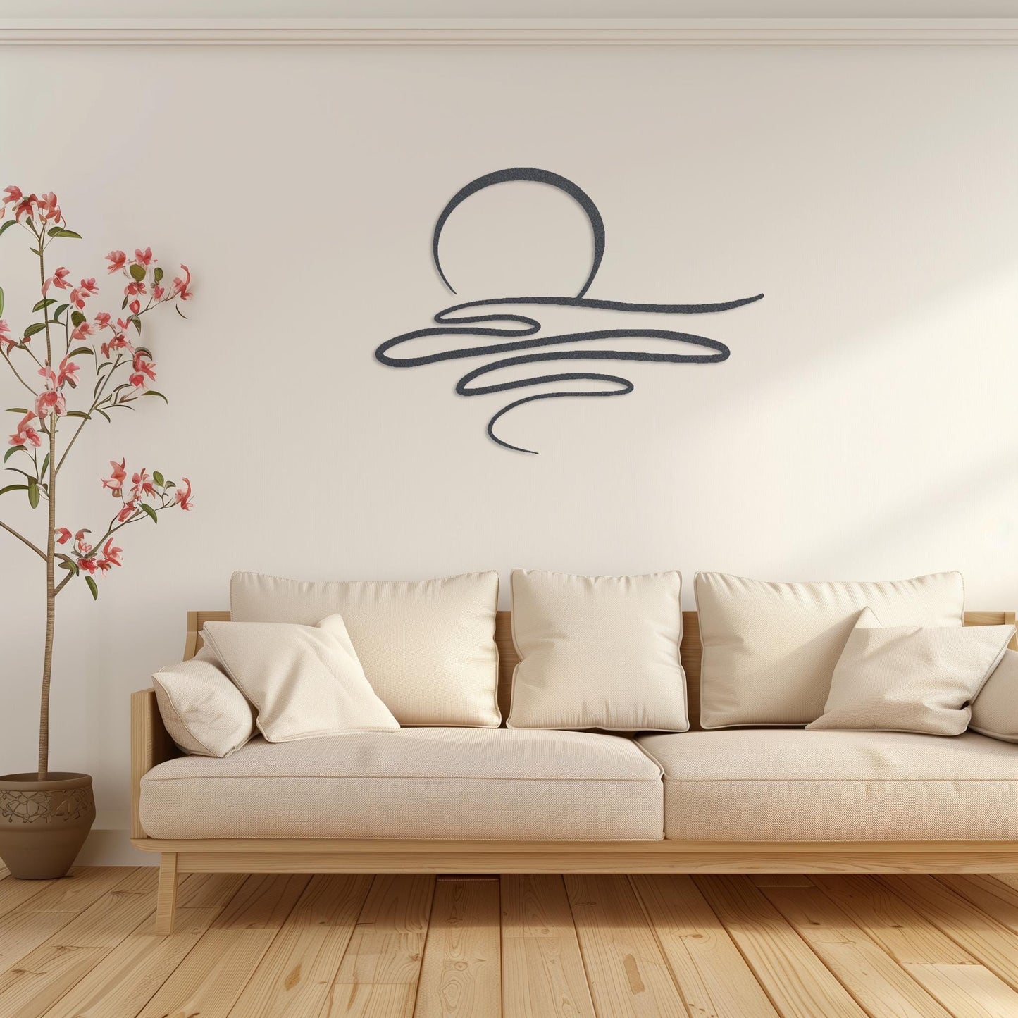 Decorative Sun Metal Wall Art  Sun Sculpture Steel Sign  Sunrise Wall Hanging  Minimalist One Line Art Decor  Modern Sunset Decoration