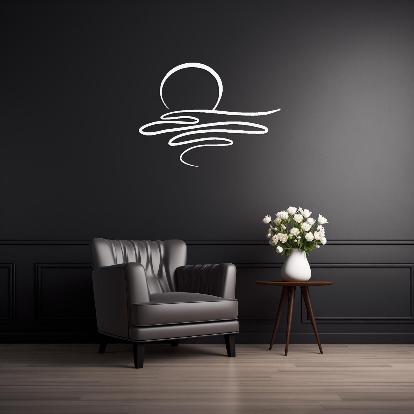 Decorative Sun Metal Wall Art  Sun Sculpture Steel Sign  Sunrise Wall Hanging  Minimalist One Line Art Decor  Modern Sunset Decoration