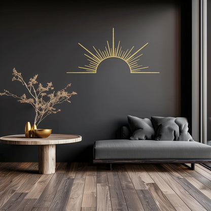 Decorative Sun Metal Wall Art  Sun Sculpture Steel Sign  Sunrise Wall Hanging  Minimalist One Line Art Decor  Modern Sunset Decoration