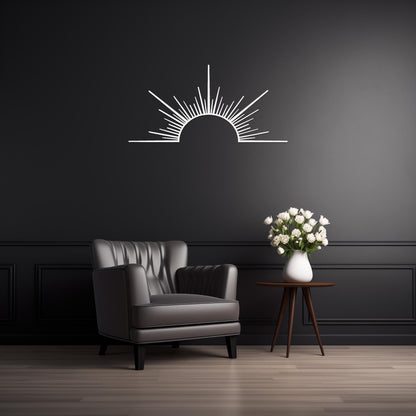 Decorative Sun Metal Wall Art  Sun Sculpture Steel Sign  Sunrise Wall Hanging  Minimalist One Line Art Decor  Modern Sunset Decoration