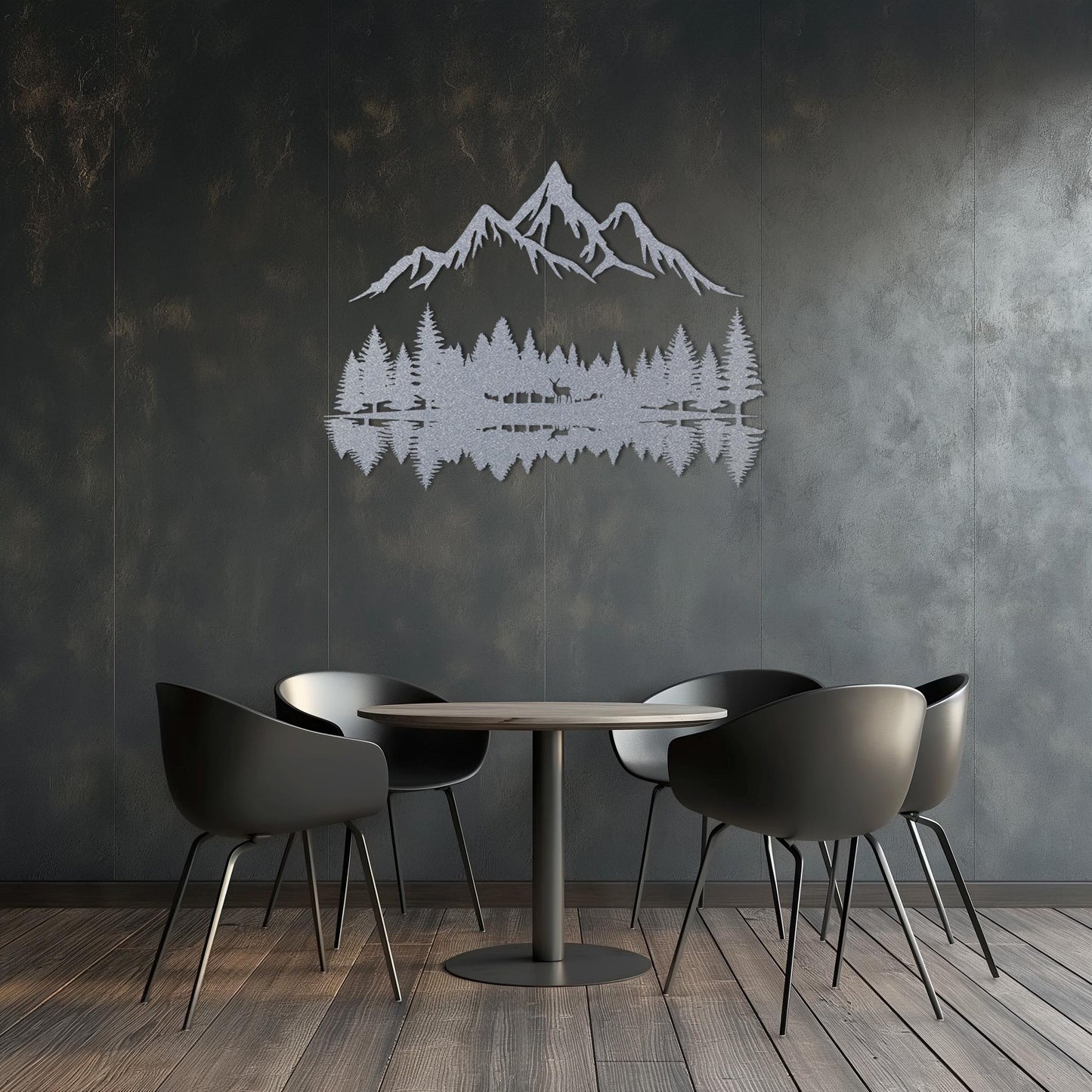Personalized Trees And Mountains Metal Wall Art  Extra Large Custom Forest Steel Sign  Nature Wall Decor  Modern Home Interior Decoration