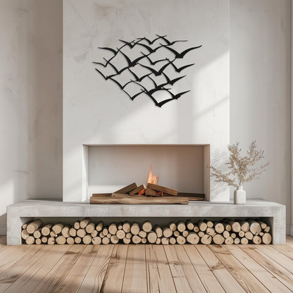 Flying Birds Steel Wall Art  Flock Of Birds Decor  Decorative Seagull Metal Sign  Wall Hanging Sculpture  Indoor & Outdoor Decoration