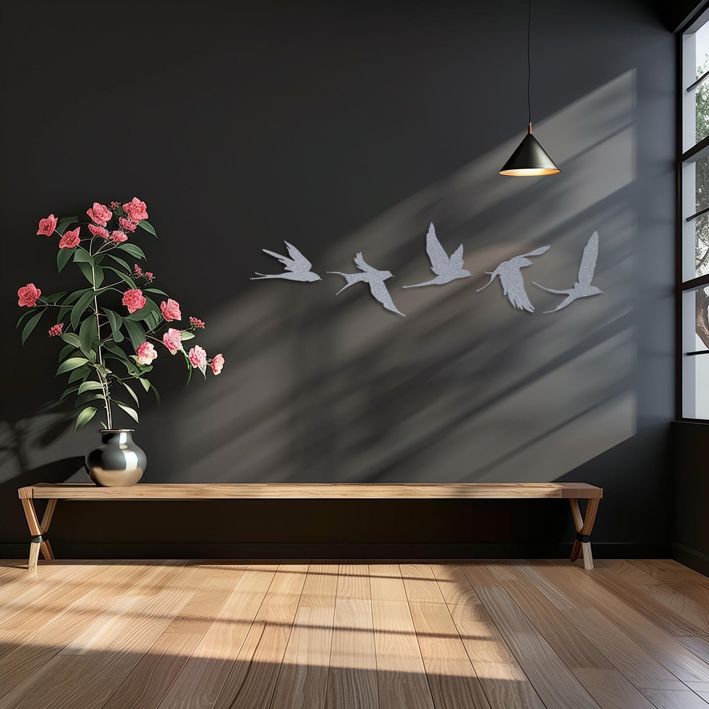 Set Of 5 Flying Birds Steel Wall Art  Flock Of Birds Decor  Decorative Metal Sign  Wall Hanging Sculpture  Indoor & Outdoor Decoration