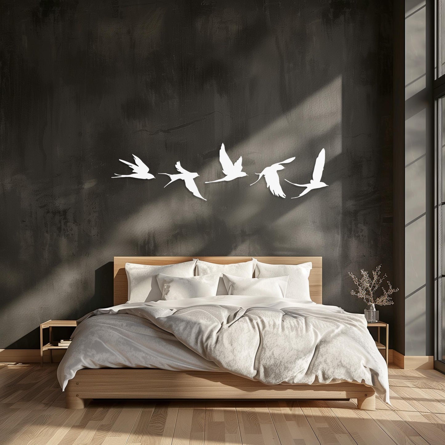 Set Of 5 Flying Birds Steel Wall Art  Flock Of Birds Decor  Decorative Metal Sign  Wall Hanging Sculpture  Indoor & Outdoor Decoration