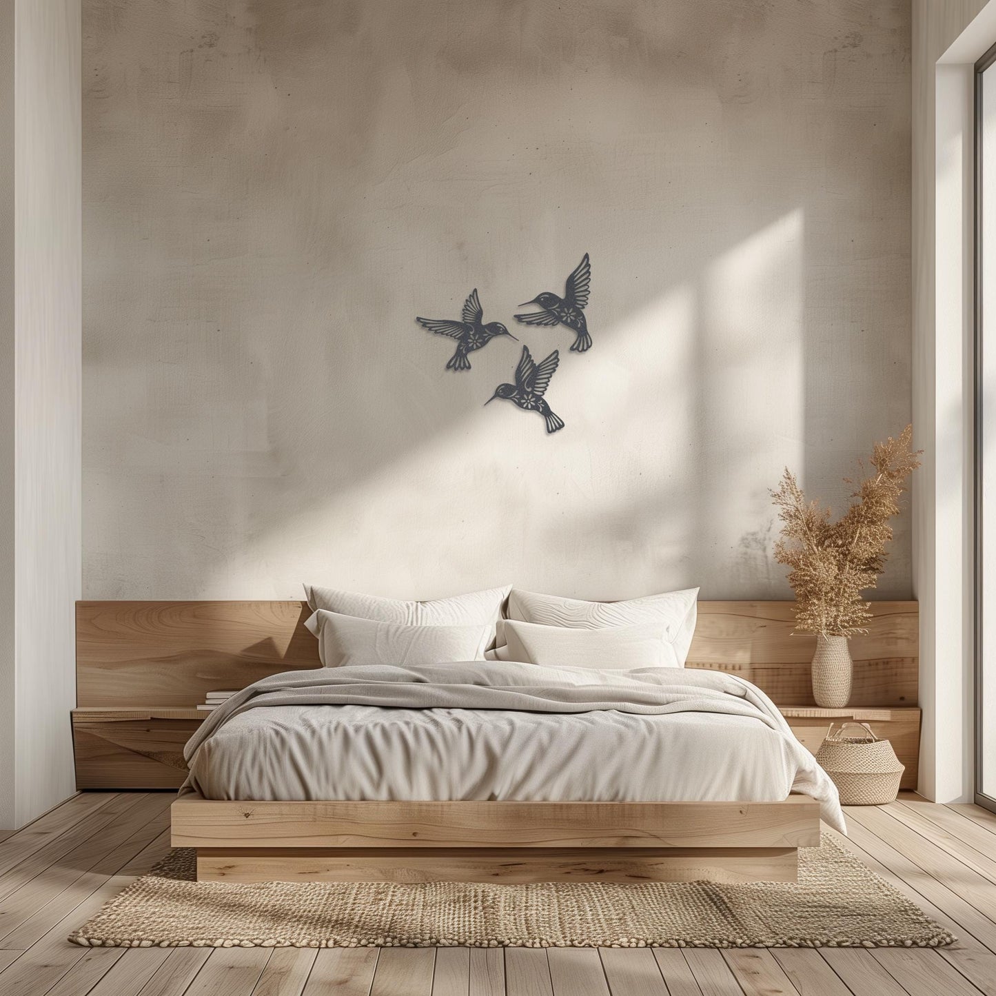 Set Of 3 Hummingbirds Steel Wall Art  Flock Of Birds Decor  Decorative Metal Sign  Wall Hanging Sculpture  Indoor & Outdoor Decoration