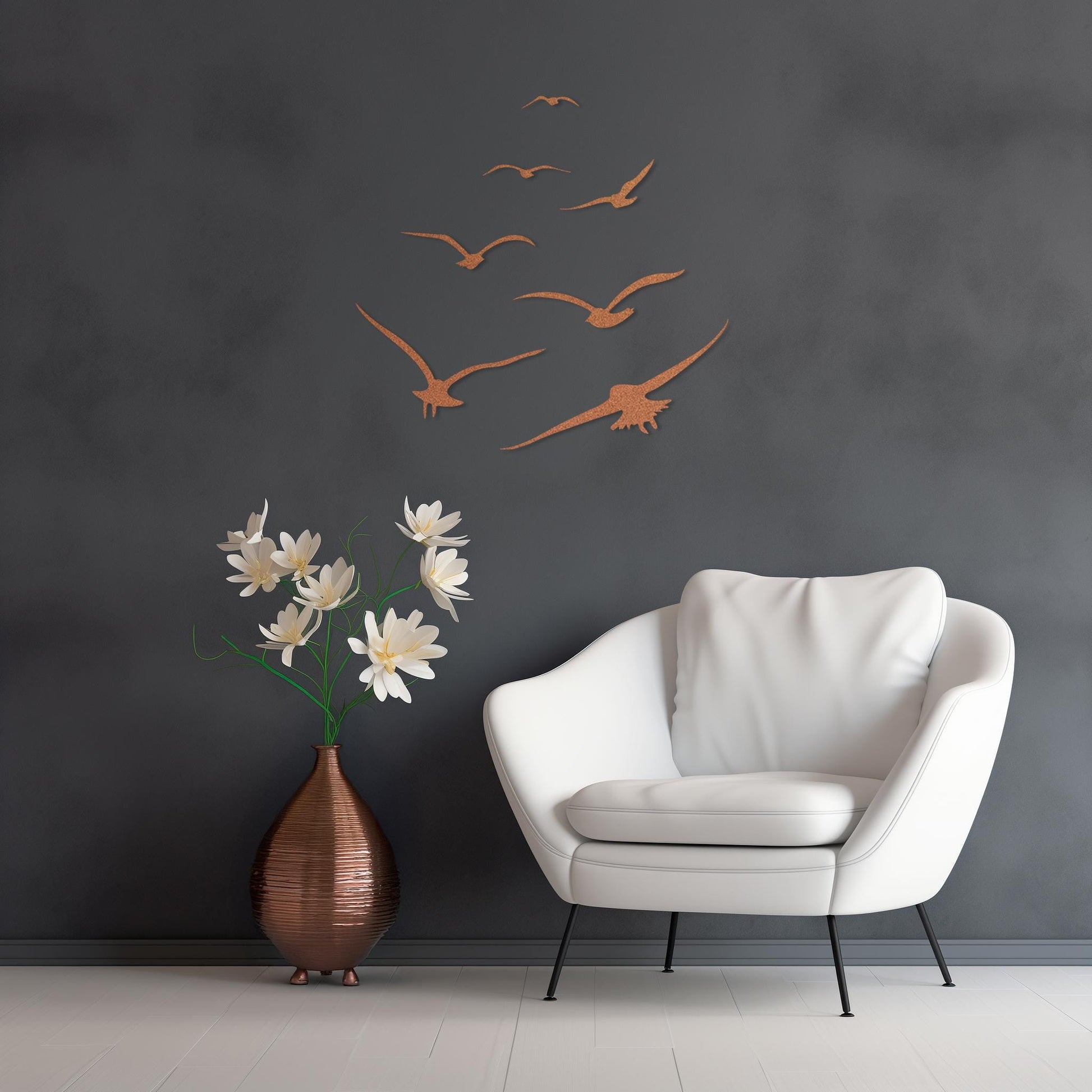 Set Of 7 Flying Birds Steel Wall Art • Flock Of Birds Decor • Decorative Metal Sign • Wall Hanging Sculpture • Indoor & Outdoor Decoration
