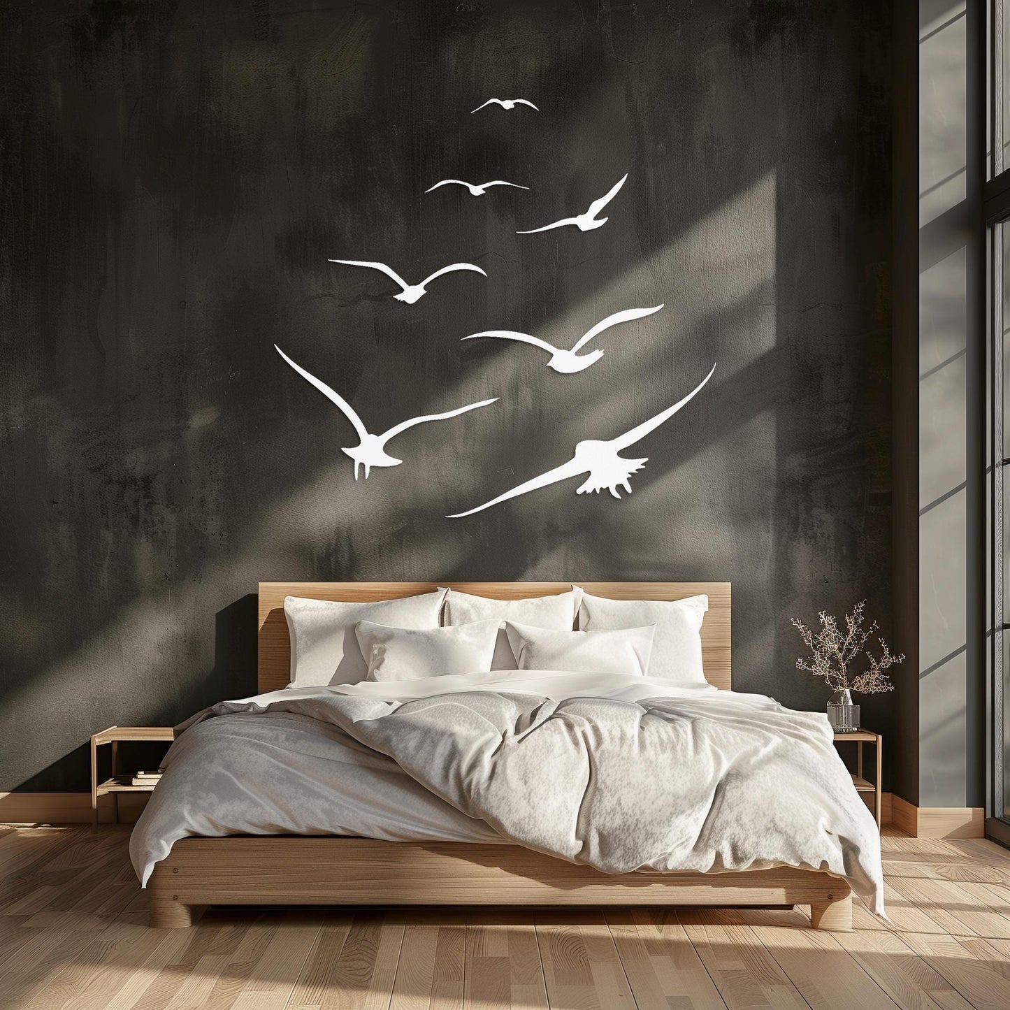 Set Of 7 Flying Birds Steel Wall Art  Flock Of Birds Decor  Decorative Metal Sign  Wall Hanging Sculpture  Indoor & Outdoor Decoration