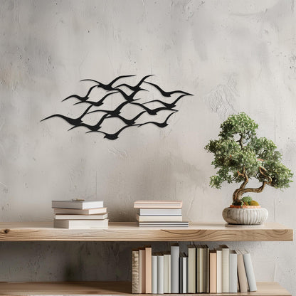 Flying Birds Steel Wall Art  Flock Of Birds Decor  Decorative Seagull Metal Sign  Wall Hanging Sculpture  Indoor & Outdoor Decoration