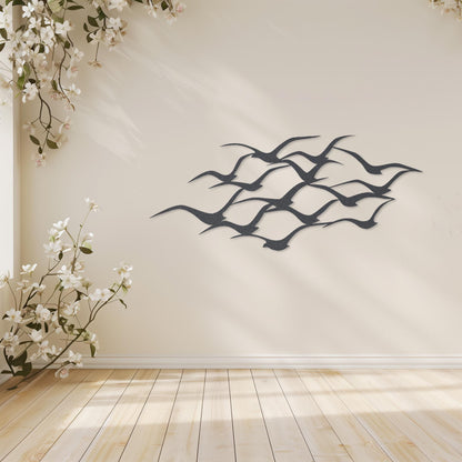 Flying Birds Steel Wall Art  Flock Of Birds Decor  Decorative Seagull Metal Sign  Wall Hanging Sculpture  Indoor & Outdoor Decoration