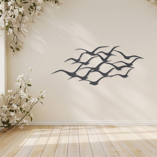 Flying Birds Steel Wall Art  Flock Of Birds Decor  Decorative Seagull Metal Sign  Wall Hanging Sculpture  Indoor & Outdoor Decoration