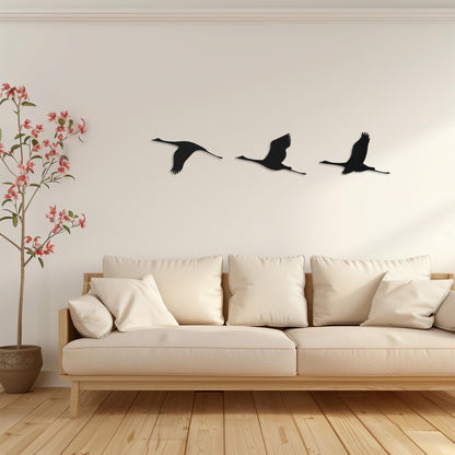 Set Of 3 Flying Birds Steel Wall Art  Flock Of Birds Decor  Decorative Metal Sign  Wall Hanging Sculpture  Indoor & Outdoor Decoration