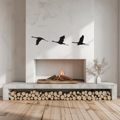 Set Of 3 Flying Birds Steel Wall Art  Flock Of Birds Decor  Decorative Metal Sign  Wall Hanging Sculpture  Indoor & Outdoor Decoration