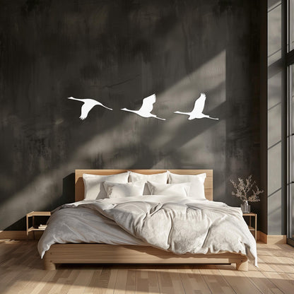 Set Of 3 Flying Birds Steel Wall Art  Flock Of Birds Decor  Decorative Metal Sign  Wall Hanging Sculpture  Indoor & Outdoor Decoration