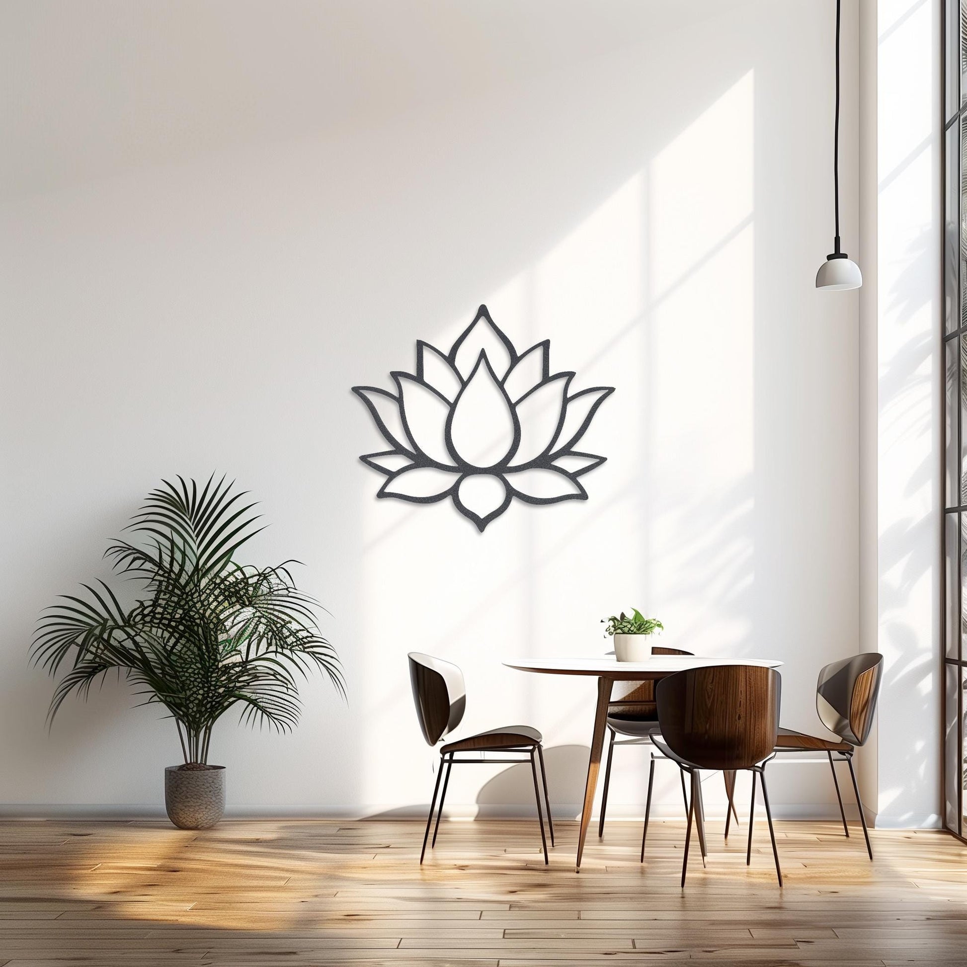 Lotus Flower Steel Sign • Yoga Metal Wall Art • Religious Zen Wall Decor • Decorative Geometry Wall Panel • Gym & Yoga Lovers Gift Ideas