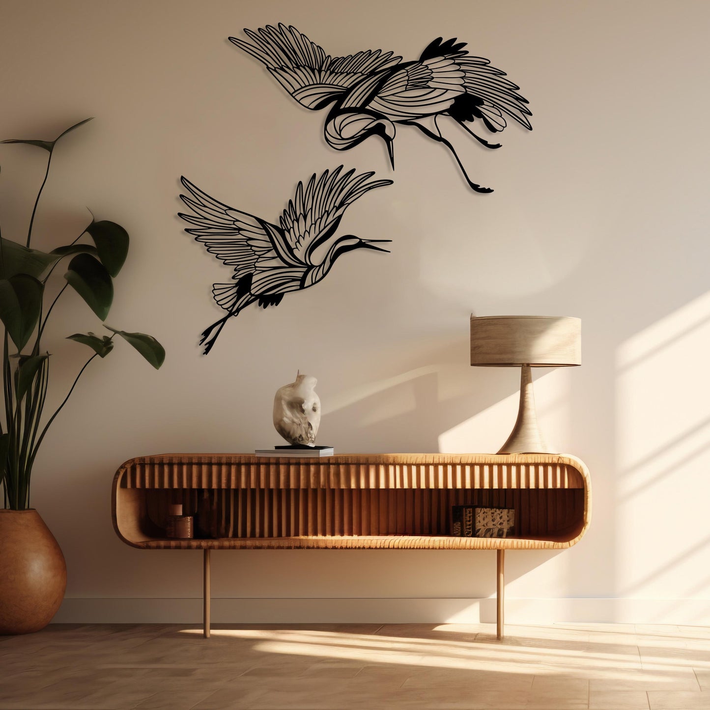Crane Metal Wall Art Set of 2, Metal Crane Birds, Birds Lover Gift, Flying Birds Wall Decor, Metal Crane Wall Decor, Boho Livingroom Decor