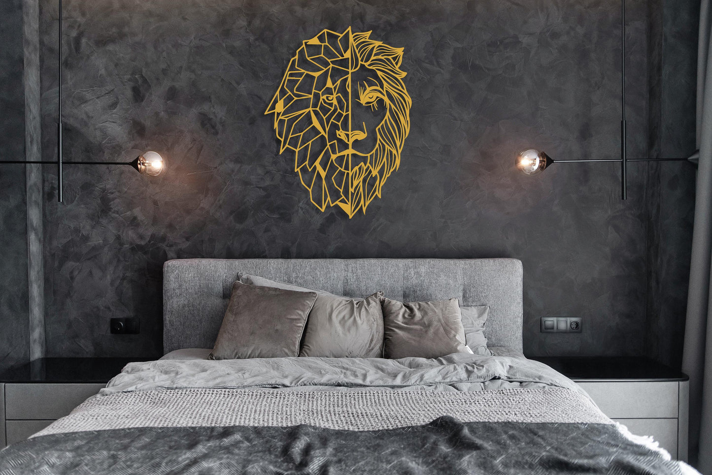Lion Metal Wall Art, Lion Head Decor, Unique Design Home Decor, Large Geometric Lion Art, Modern Art, Minimalist Lion Hanging, Animal Gift