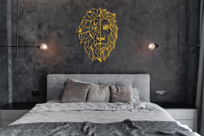 Lion Metal Wall Art, Lion Head Decor, Unique Design Home Decor, Large Geometric Lion Art, Modern Art, Minimalist Lion Hanging, Animal Gift