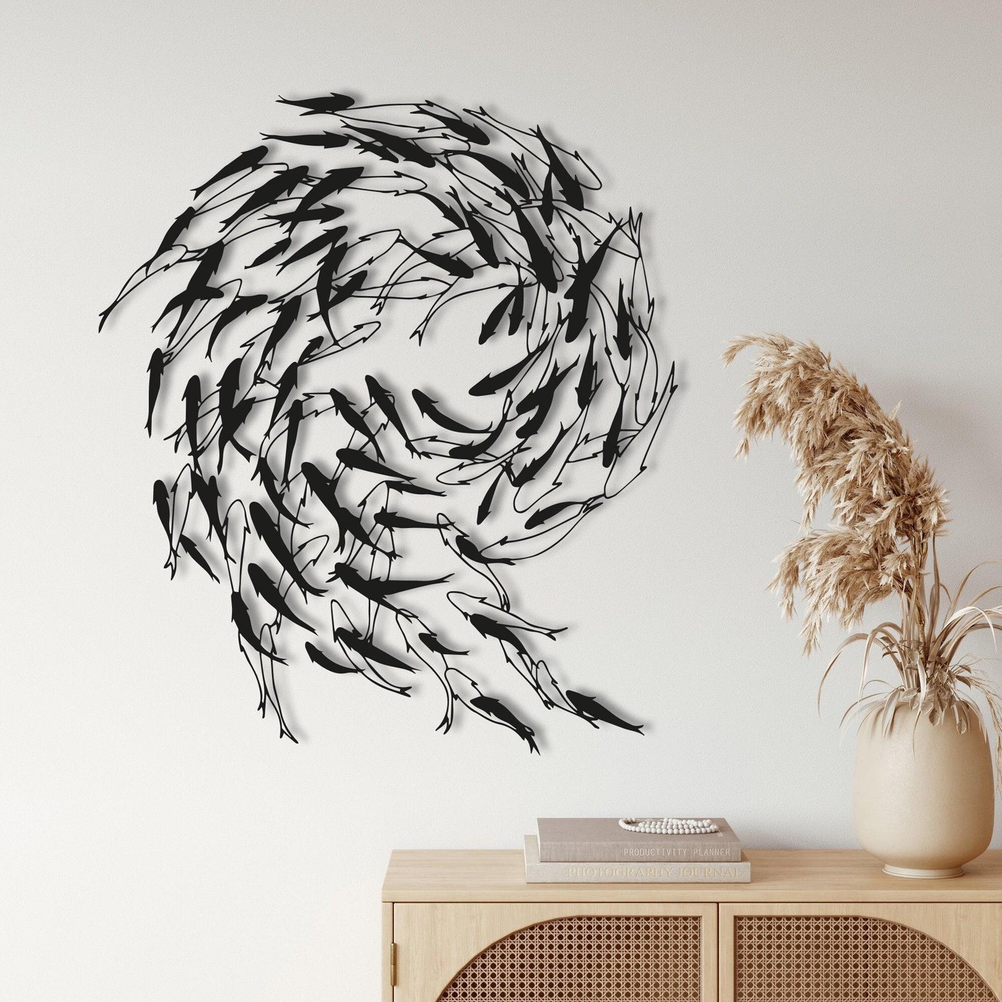 Metal Fish Wall Art, Fish Family Wall Sign, Flock Of Fish Sign, Nautical Wall Art, Marine-Themed Interior Decor, Home Office Decor,Sea Decor