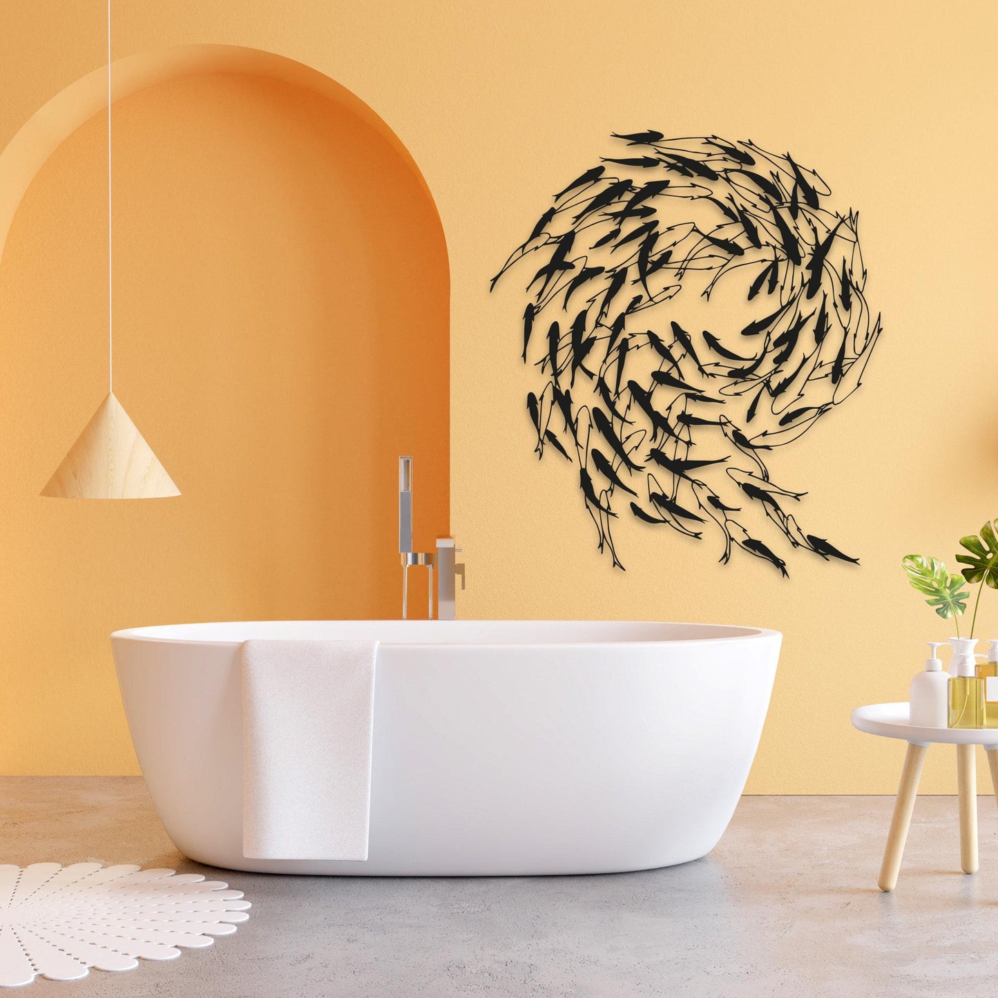Metal Fish Wall Art, Fish Family Wall Sign, Flock Of Fish Sign, Nautical Wall Art, Marine-Themed Interior Decor, Home Office Decor,Sea Decor