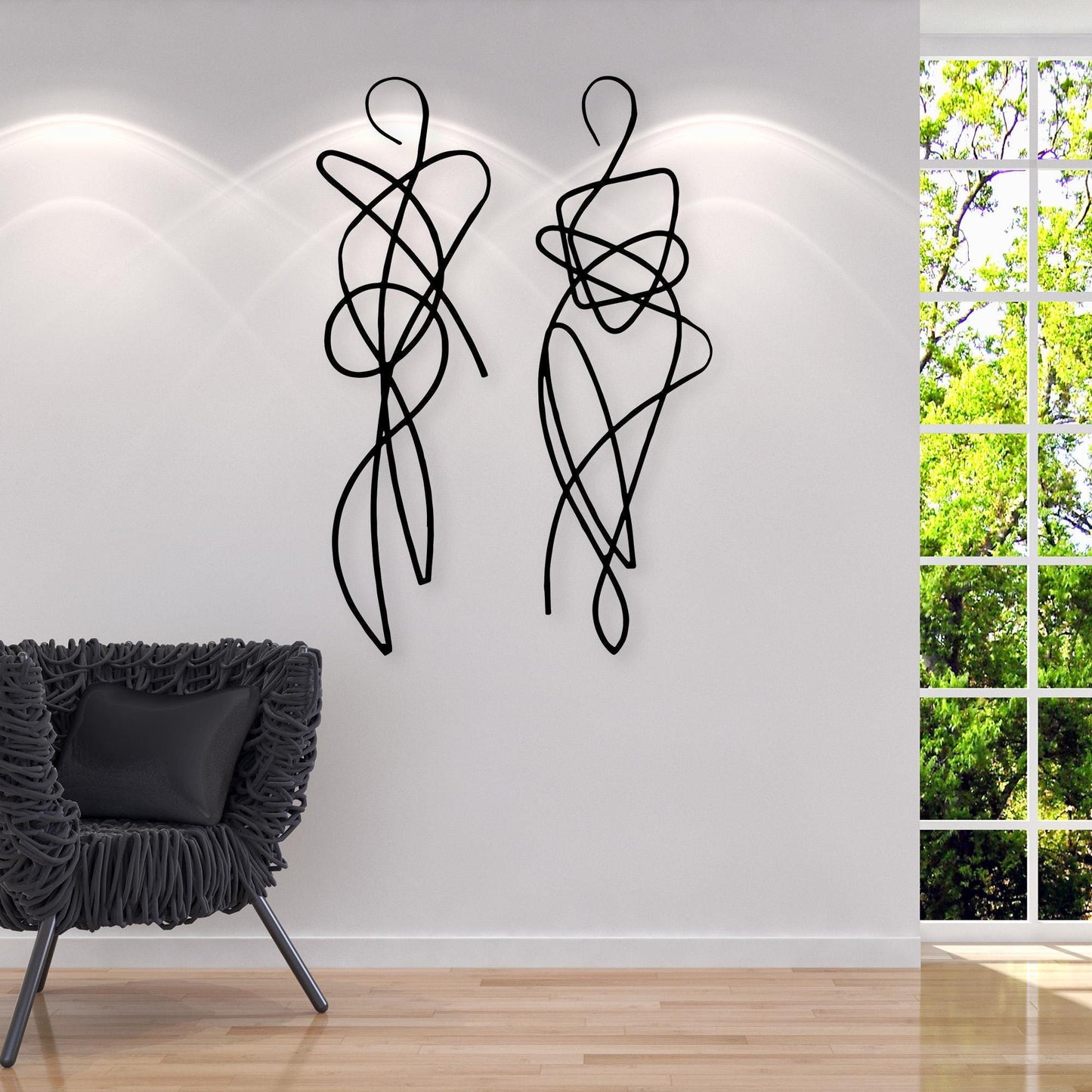 Set of 2 Couple Metal Line Artwork, Abstract Man And Woman Figures Couple Decor, Couple Gift, Modern Wall Sculpture, Gift for Him or Her