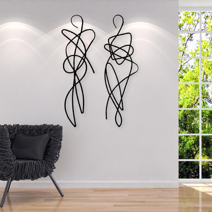 Set of 2 Couple Metal Line Artwork, Abstract Man And Woman Figures Couple Decor, Couple Gift, Modern Wall Sculpture, Gift for Him or Her
