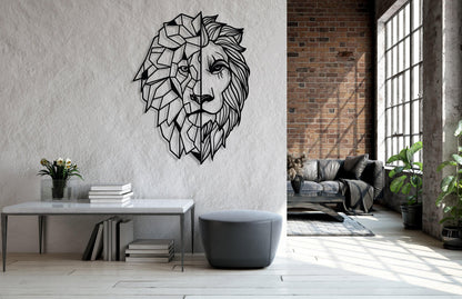 Lion Metal Wall Art, Lion Head Decor, Unique Design Home Decor, Large Geometric Lion Art, Modern Art, Minimalist Lion Hanging, Animal Gift