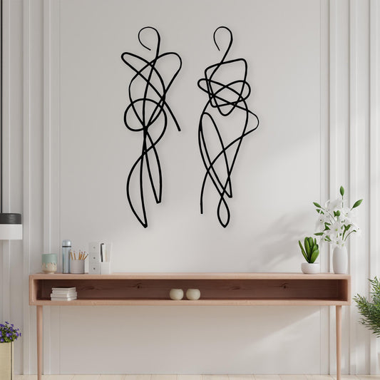 Set of 2 Couple Metal Line Artwork, Abstract Man And Woman Figures Couple Decor, Couple Gift, Modern Wall Sculpture, Gift for Him or Her