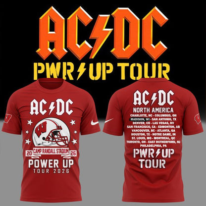 03. Exclusive AC/DC x Wisconsin Badgers Football - Power Up Tour 2026 T-Shirt