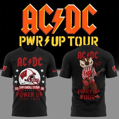 05. Limited Edition AC/DC x Wisconsin Badgers Football - Power Up Tour 2026 T-Shirt