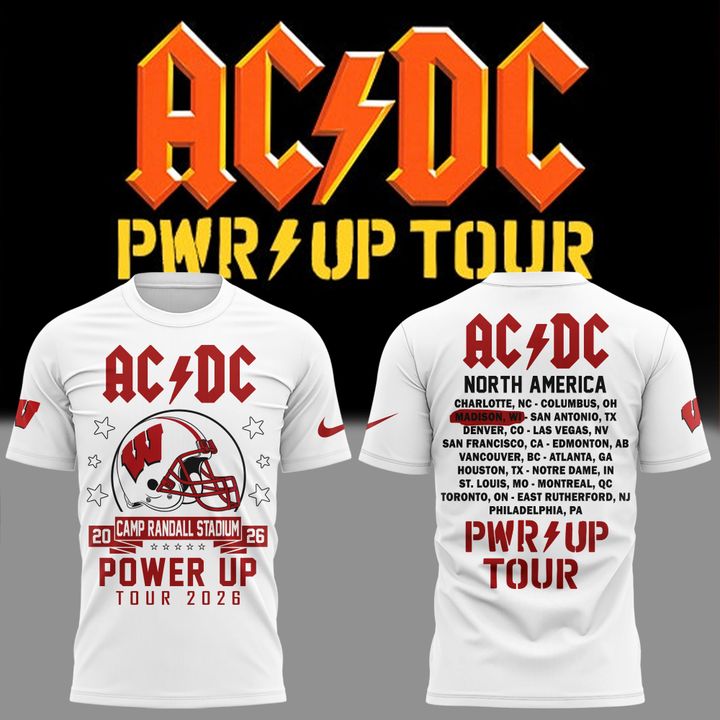 07. Exclusive Tshirt AC/DC x Wisconsin Badgers Football - Power Up Tour 2026 T-Shirt