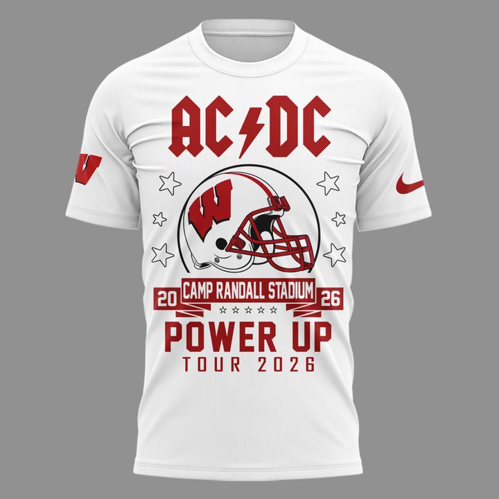 07. Exclusive Tshirt AC/DC x Wisconsin Badgers Football - Power Up Tour 2026 T-Shirt