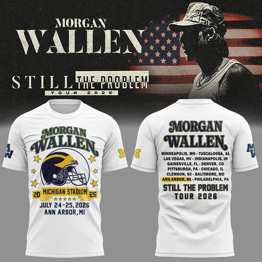 Limited Edition Morgan Wallen x Michigan Wolverines Football - Still The Problem Tour 2026 T-Shirt