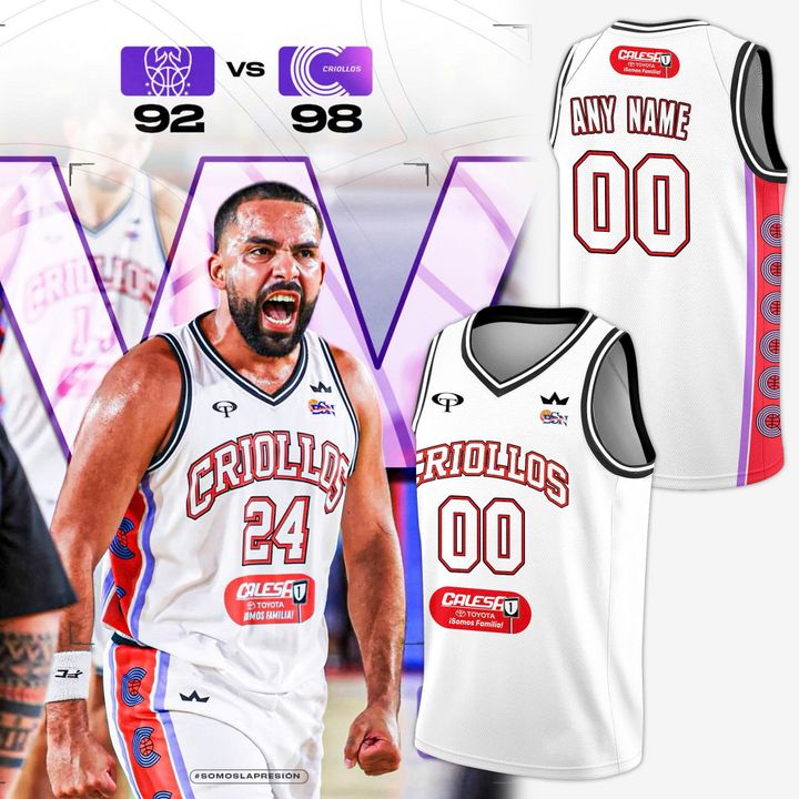 Criollos de Caguas New Official White Basketball Jersey - 2026 Quarterfinals Edition