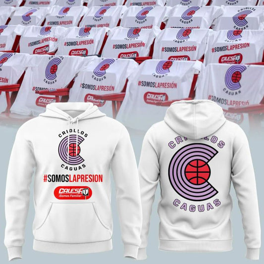 Criollos de Caguas #SomosLaPresión White Pullover Hoodie – Puerto Rico Basketball Fan Edition