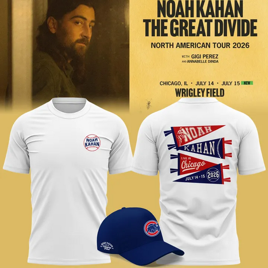 01. Exclusive Noah Kahan x Chicago Cubs - The Great Divide Tour 2026 T-Shirt
