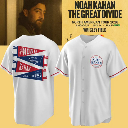 08. New Jersey Noah Kahan x Chicago Cubs - The Great Divide Tour 2026 Baseball Jersey