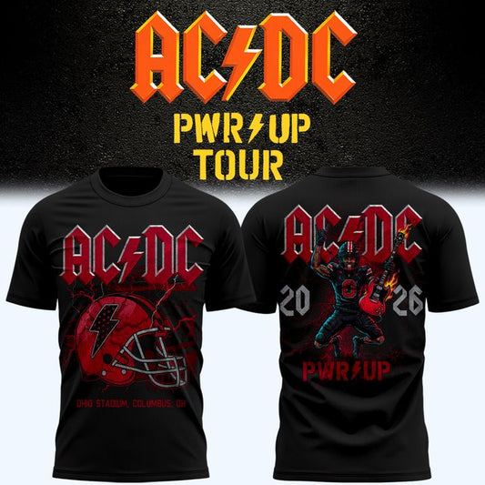 AC/DC x Ohio State Buckeyes Football - Power Up Tour 2026 Black T-Shirt