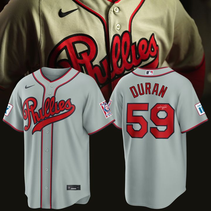Jhoan Duran Philadelphia Phillies 2026 Field of Dreams Stadium Jersey - Gray - Signature