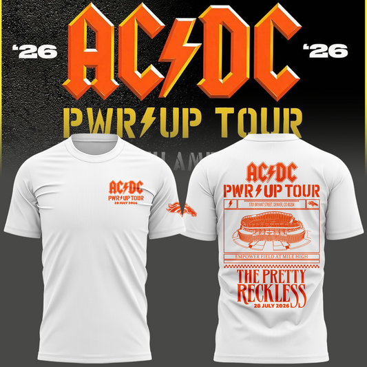 Special New Denver Broncos x PWR/UP TOUR Tshirt 2026
