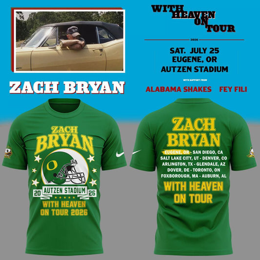 Pefect Shirt Zach Bryan x Oregon Football - With Heaven On Tour 2026 T-Shirt