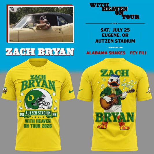 Special Zach Bryan x Oregon Football - With Heaven On Tour 2026 T-Shirt