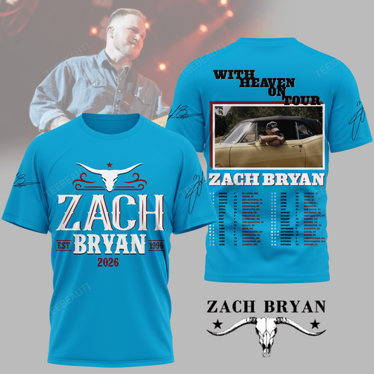 Perfect Zach Bryan - With Heaven On Tour 2026 T-Shirt