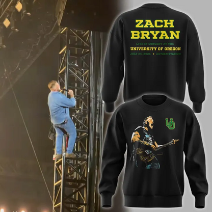 Black Sweatshirt Zach Bryan x Oregon Football - With Heaven On Tour 2026 Sweatshirt