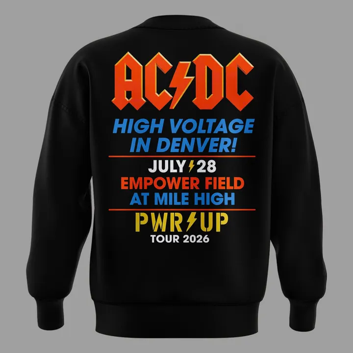 05.05. Black Sweatshirt AC/DC - Exclusive Denver Event Shirt - Power Up Tour 2026 Sweatshirt