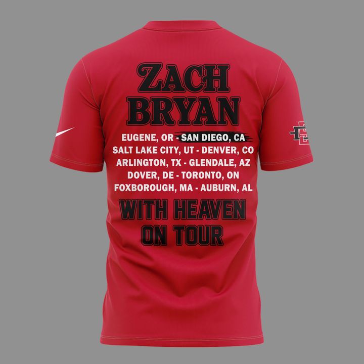 01. Zach Bryan x San Diego State Football - With Heaven On Tour 2026 T-Shirt