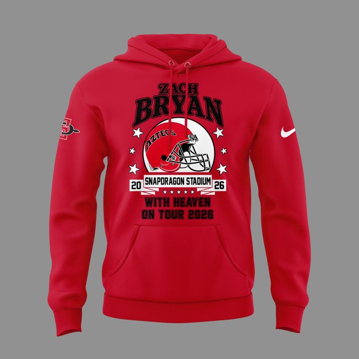 02. New Hoodie Zach Bryan x San Diego State Football - With Heaven On Tour 2026 Hoodie