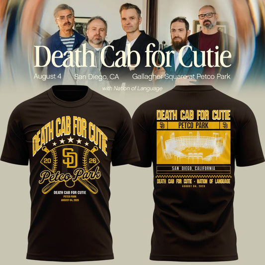 Death Cab for Cutie: I Built You A Tower World Tour x San Diego Padres Brown Tshirt